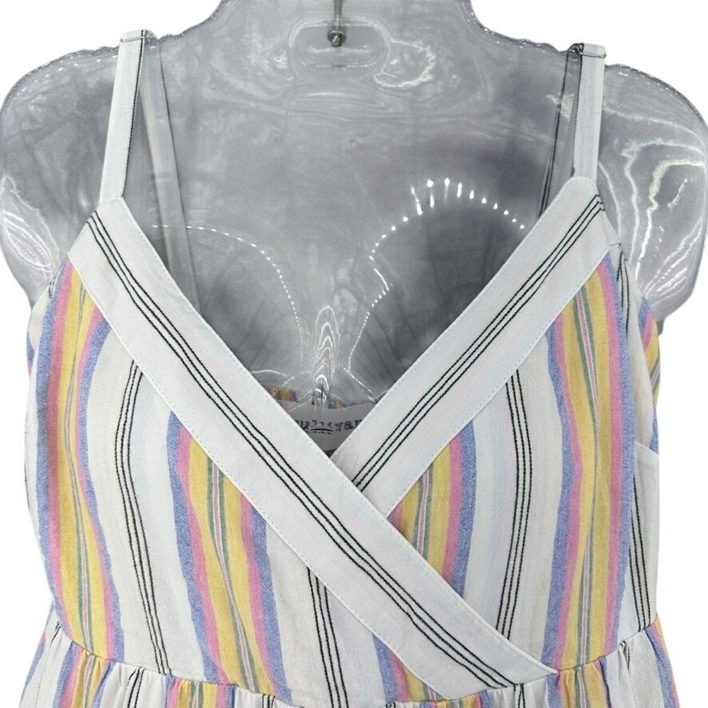 Sullivan Striped Tiered Maxi Dress Multi Color Cotton SZ S Rainbow Summer Boho